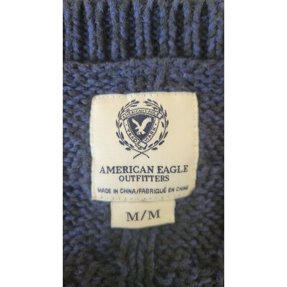 American Eagle Navy Blue Knit Long Sleeve Sweater - Picture 3 of 4